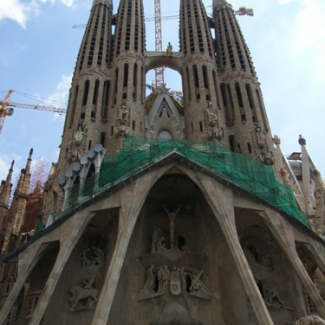 World Heritage 'Sagrada Familia Cathedral' West façade of Golgotha